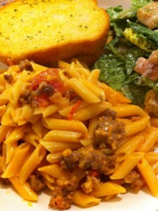 creamy sausage and tomato pasta
