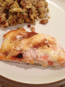 oven roasted salmon w/ parmesan mayo crust