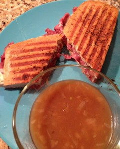 French Dip Panini with Au Jus for dipping